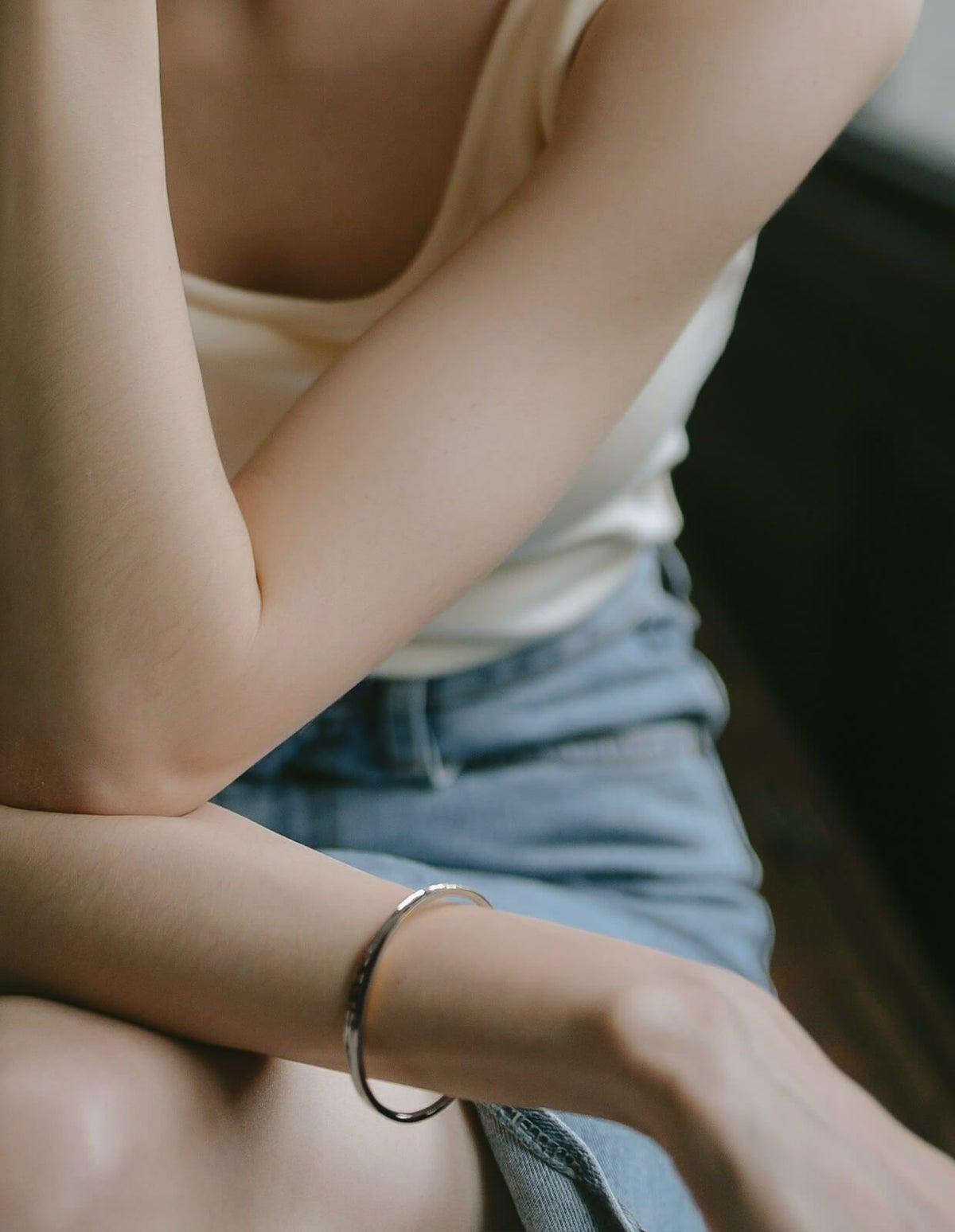 バングルレディースシルバーゴールド【RUKKIUルッキウ】華奢バングル細め細いオープンC型シルバー92518金仕上げ18kk18金属アレルギー対応バングルシンプルカジュアル腕時計スキンジュエリー