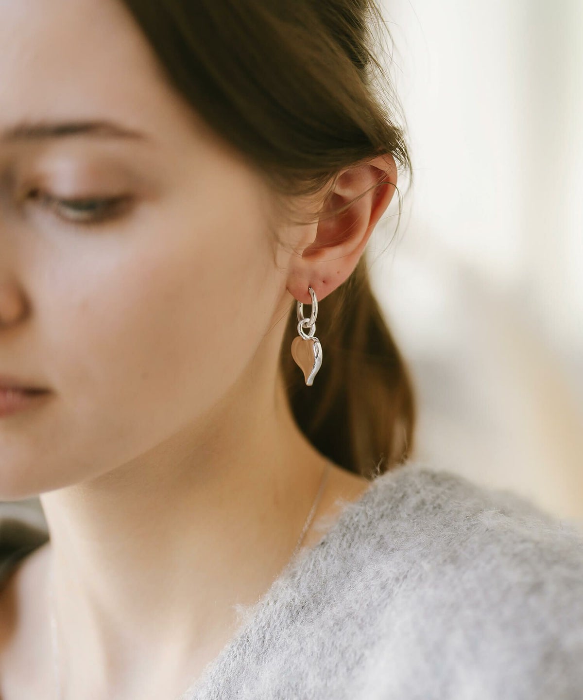 ピアスハートフープピアス金属アレルギー対応【mellow-heart-peメロウ・ハートピアス】大ぶりピアスシルバーシルバー925キャッチ18K仕上げピアス揺れるかわいいゴールド大ぶりk18大きめピアス18金ニッケルフリー40代レディースファッション