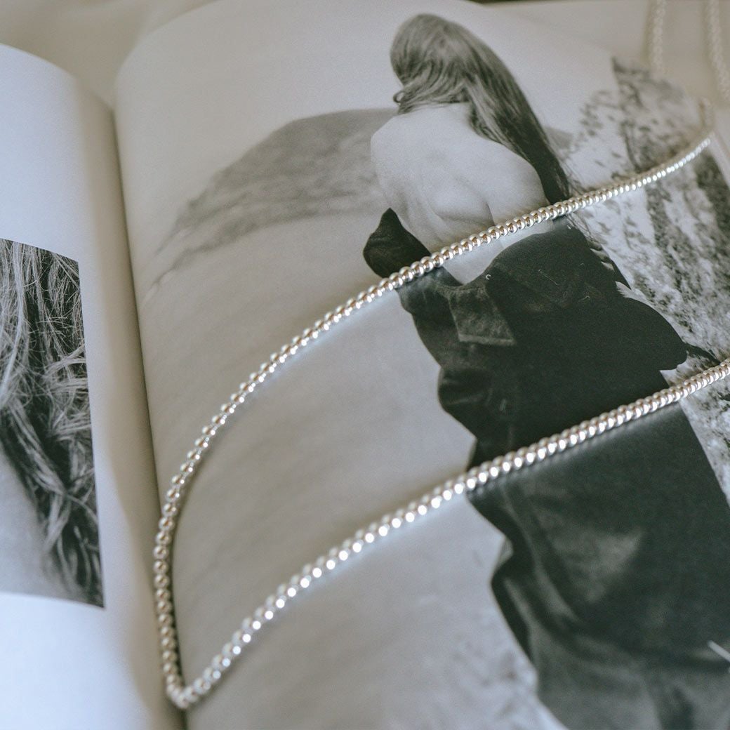 金属アレルギー対応ボールチェーンネックレス4mmレディースシンプル【PALMYLALongパルミラロング】丸玉ボールシルバー925silver925長さ95cm+5cmネックレスチェーン玉大ぶり太めおしゃれ大人可愛いギフト