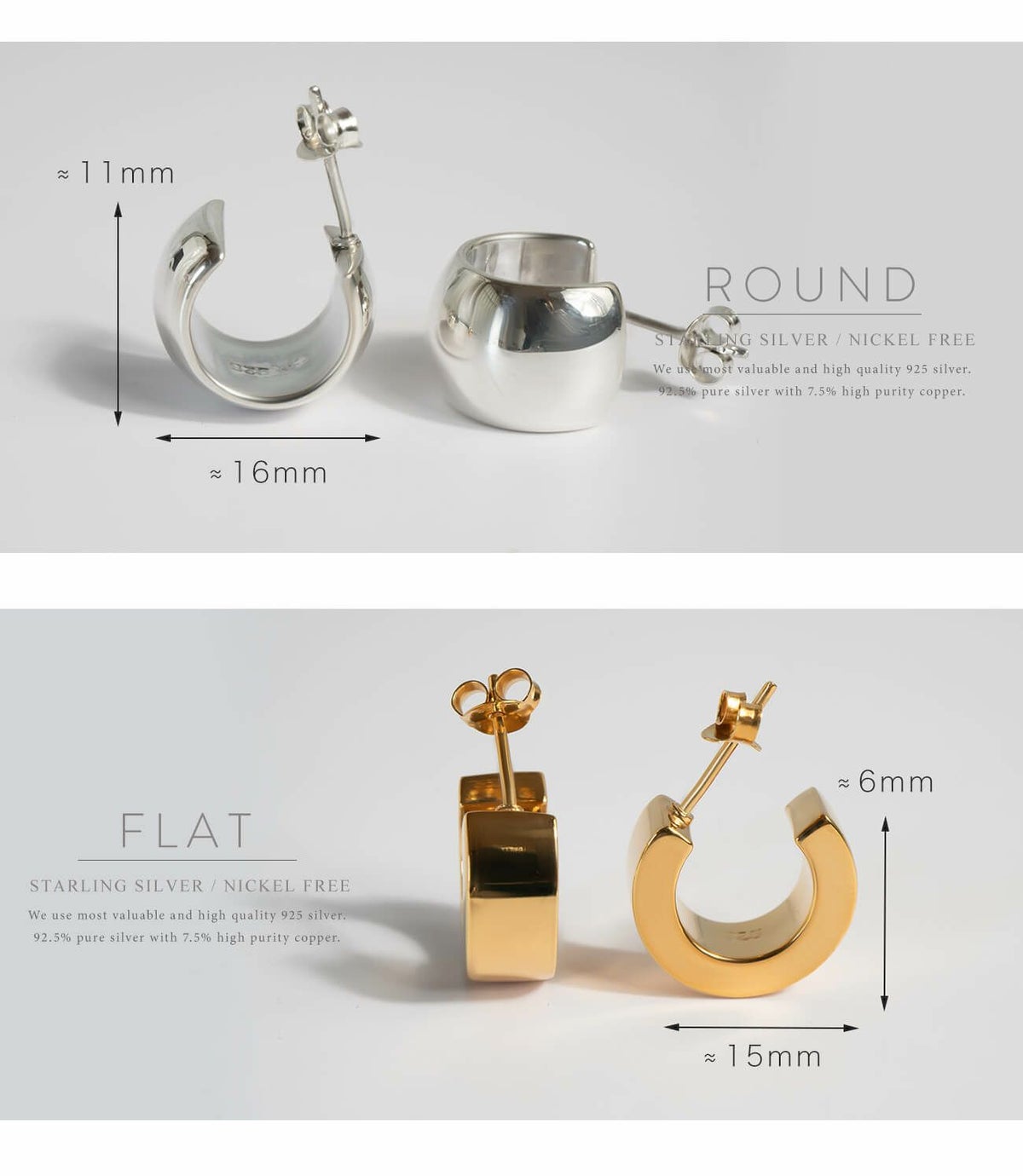 ピアス金属アレルギー対応【CAPPIOカッピオ】シルバー925フープピアス18K仕上げシルバーピアスゴールド大ぶりk18大きめピアスフープピアスアーチSilver92518金ニッケルフリーピアスシンプルレディース