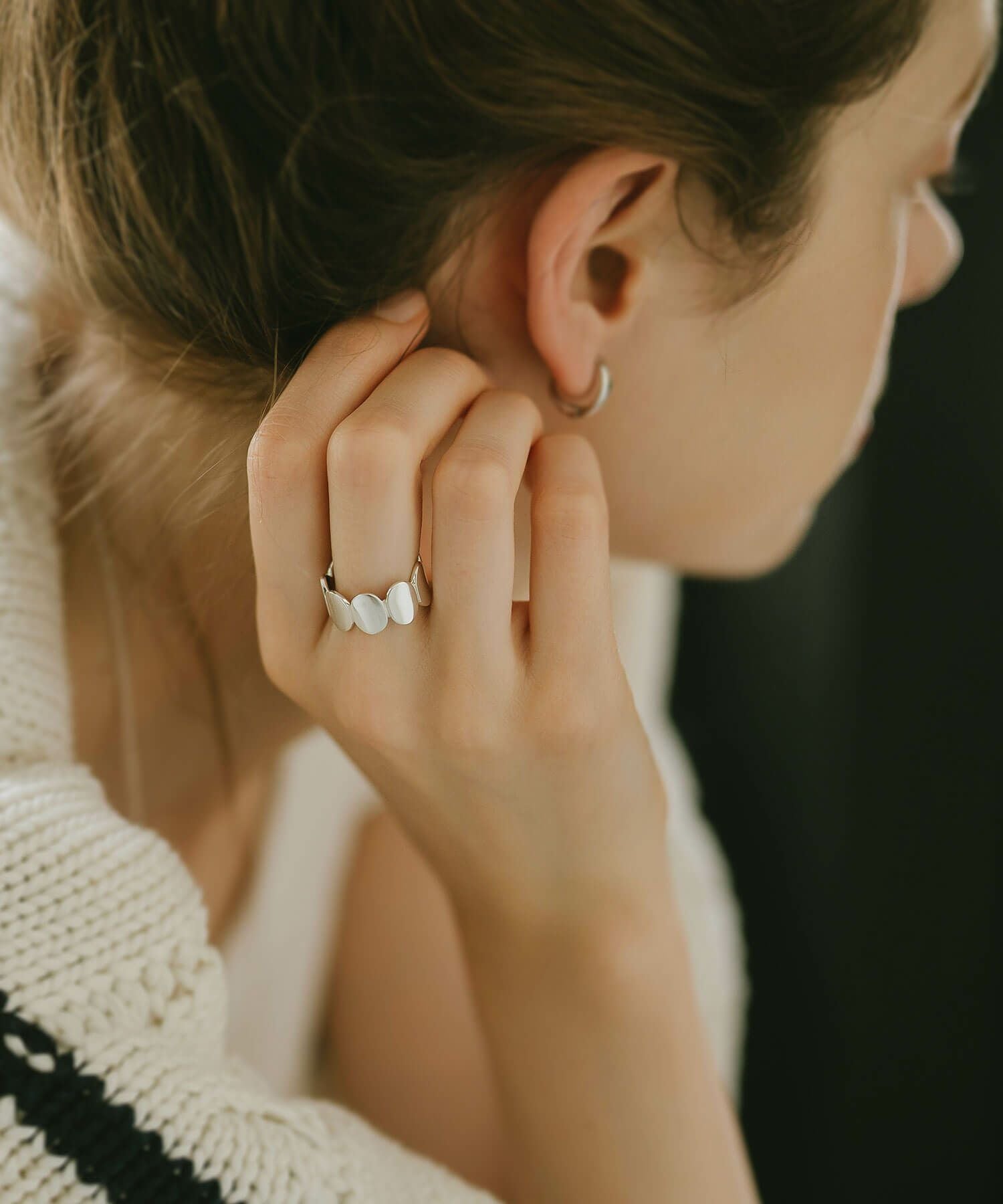 オーバル ドット リング 指輪 レディース シルバー 【amalia-ring