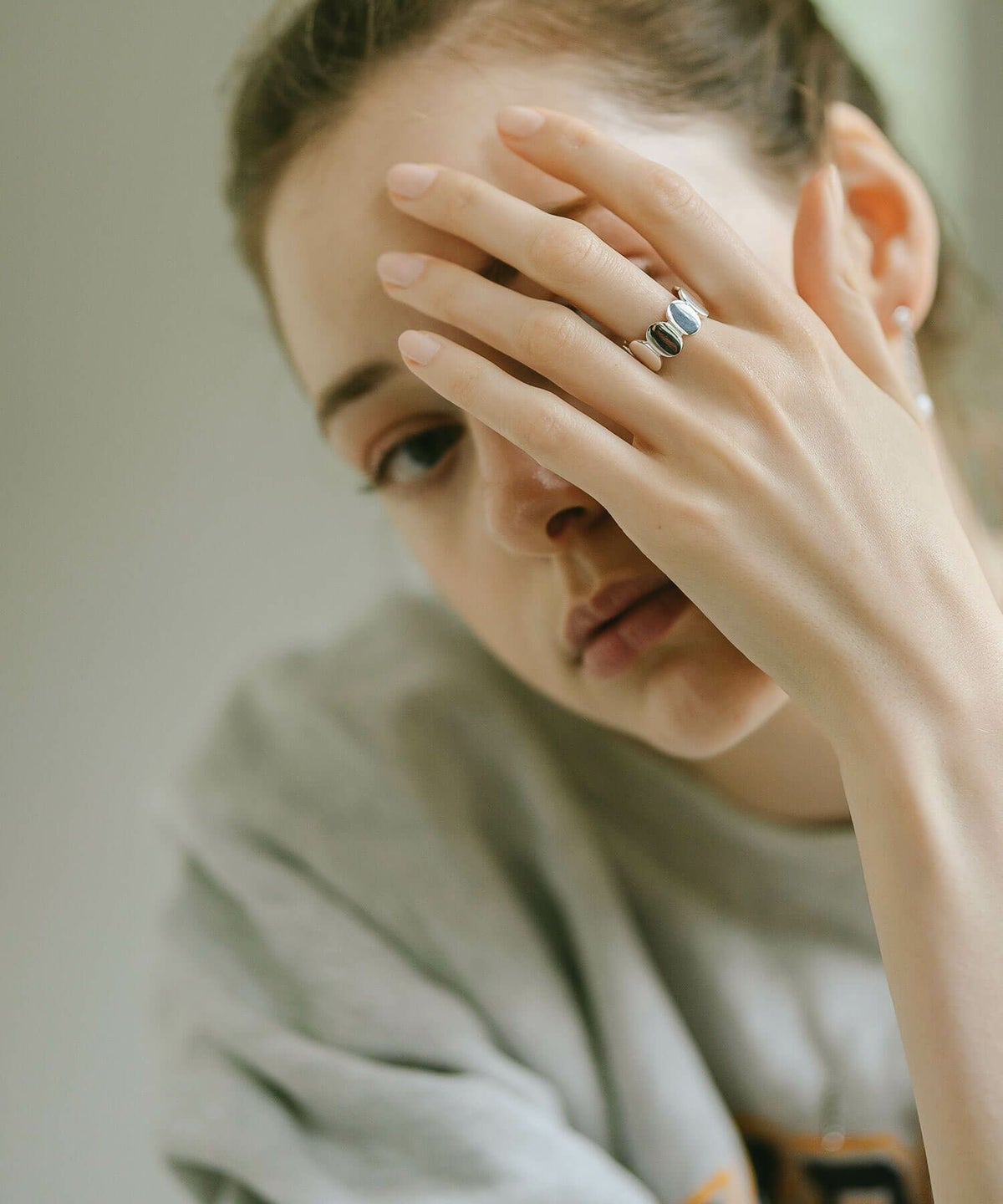 オーバルドットリング指輪レディースシルバーk18仕上げ【amalia-ringアマリア】ドットリングリングシルバー925ゴールドシンプル18k18金人差し指リング11号13号15号重ねづけリングシンプルシルバーリングニッケルフリーファッションリング