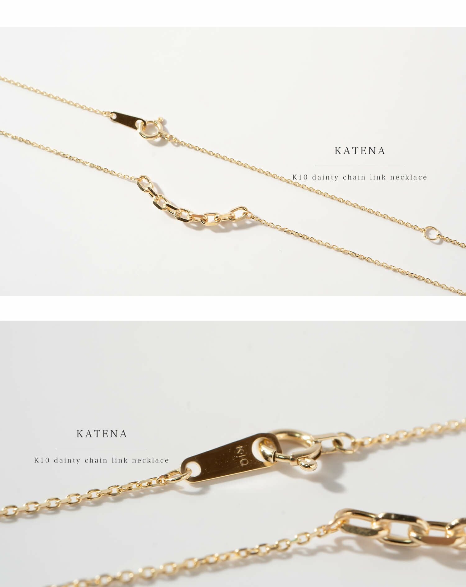 K10 ゴールド ネックレス チェーン 50cm シンプル【katena カテナ