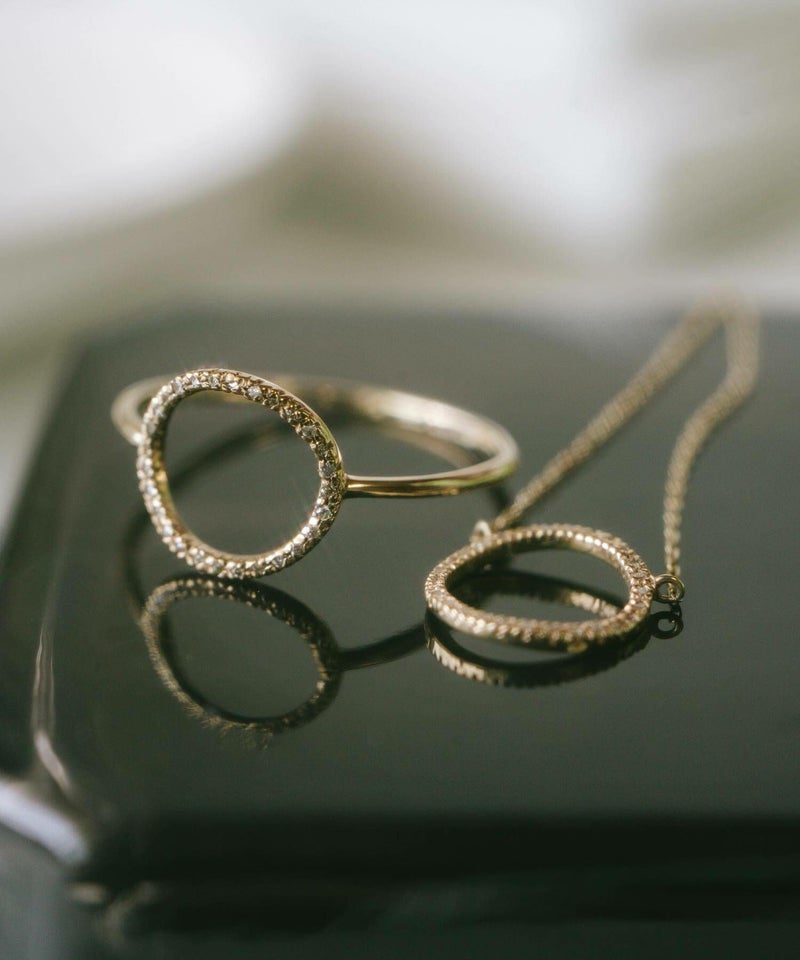 リングゴールド10k【fossole-ringフォッソーレ】k10リング10金ダイヤモンドリング50代スリム40代30代誕生日プレゼント女性オーバルリングメレダイヤ金属アレルギー対応細い極細華奢リング重ね付けトレンド上品流行スタイリッシュ