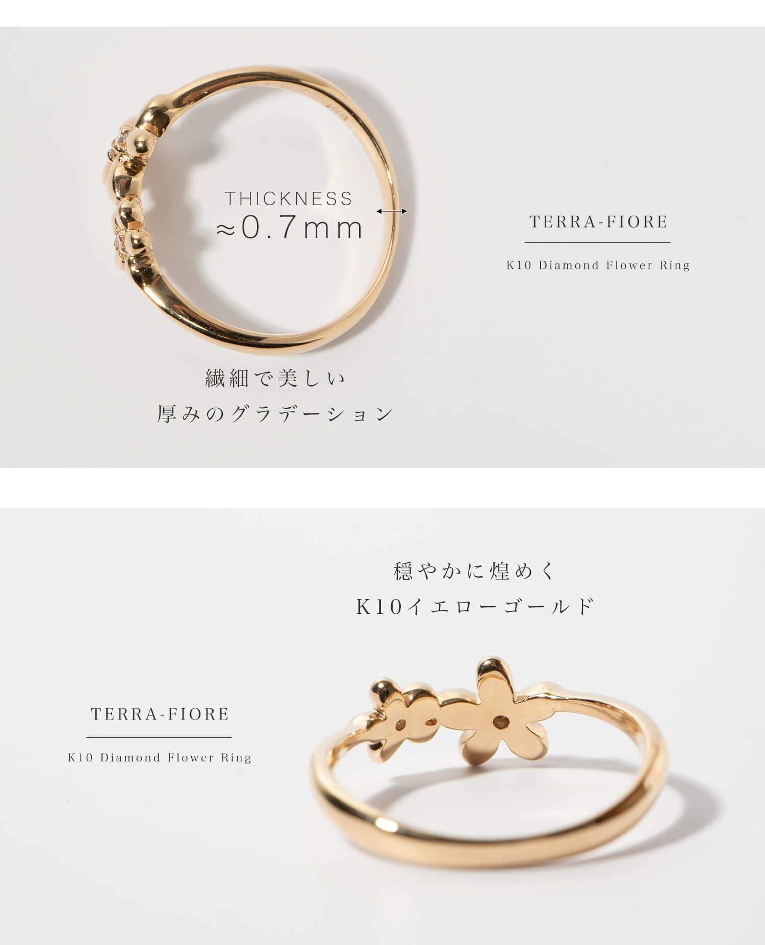 ダイヤモンド 天然石 リング 10K ゴールド 【terra-fiore テラ