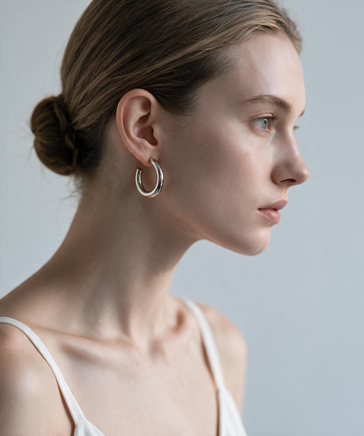 フープピアス太め【ジオーベ・ルナgioove-luna】金属アレルギー対応シルバー925K18仕上げシンプルピアスシルバーピアスフープピアス直径30mm