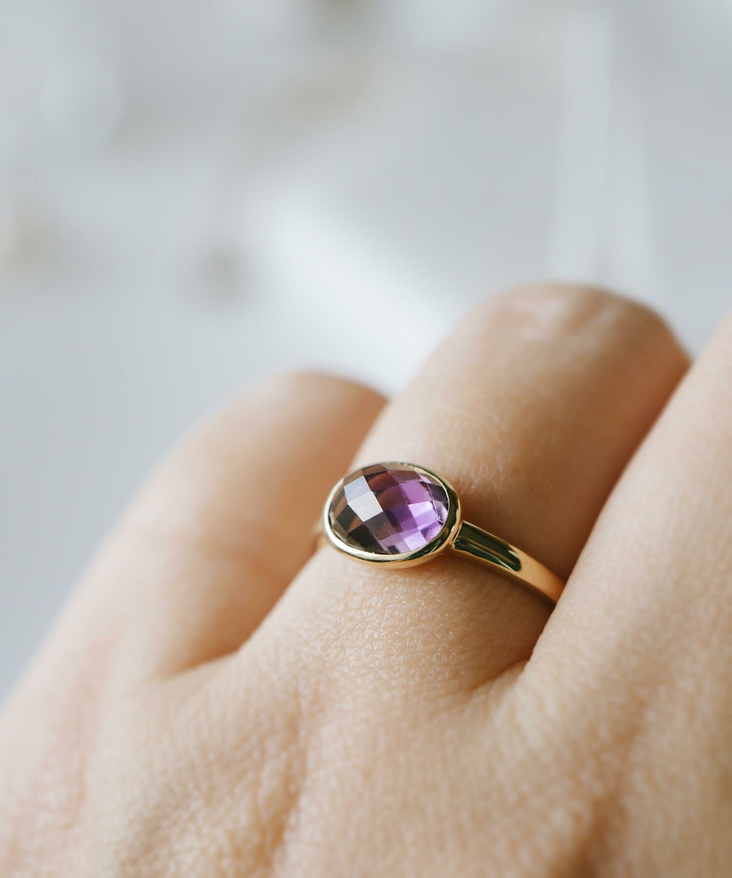 アメジスト リング 天然石 イエローゴールド 【gloa-tva-ring グロア