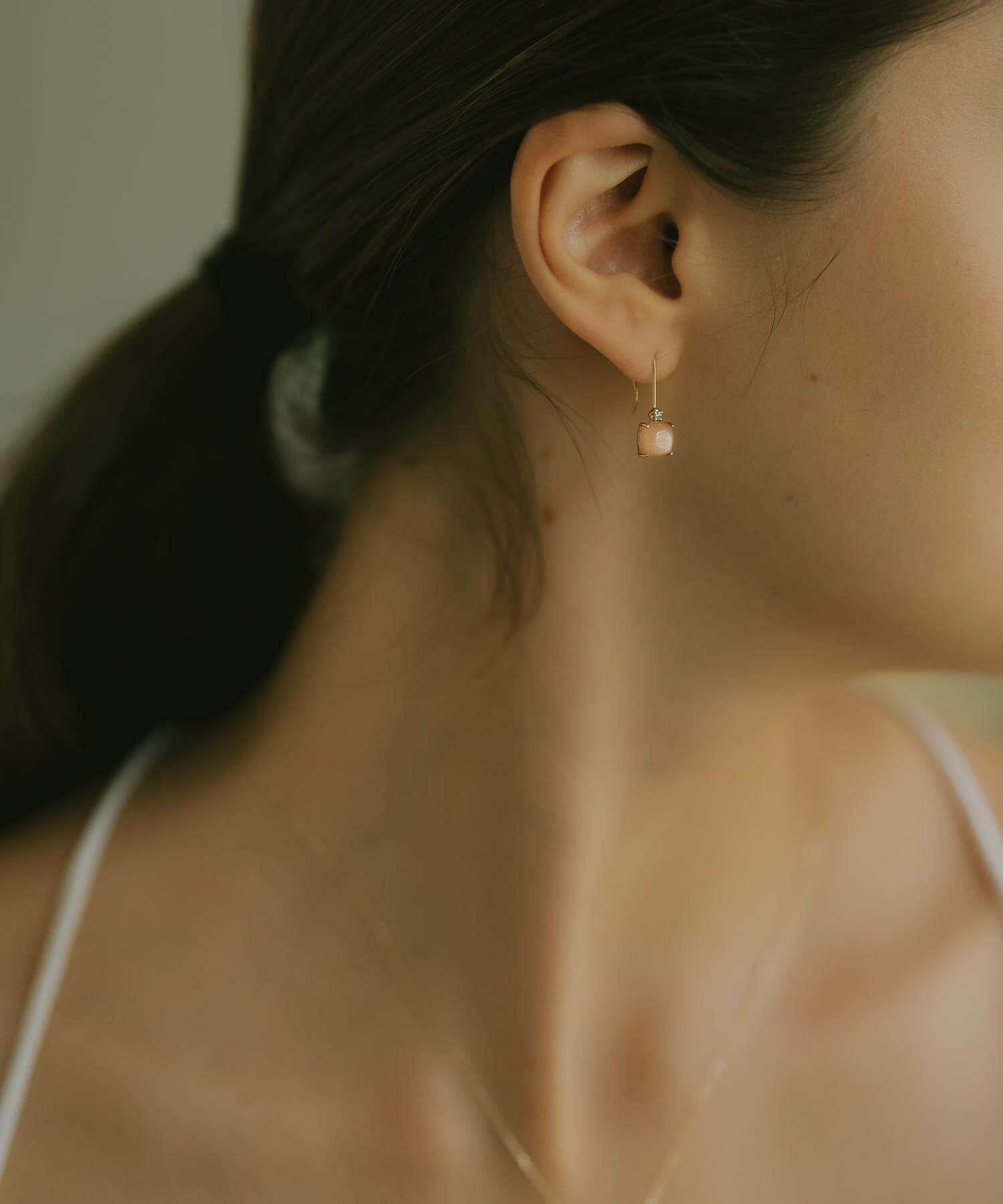 ピンク 天然石 ゴールド ピアス 10K 【lachtara-tva ラフターラ