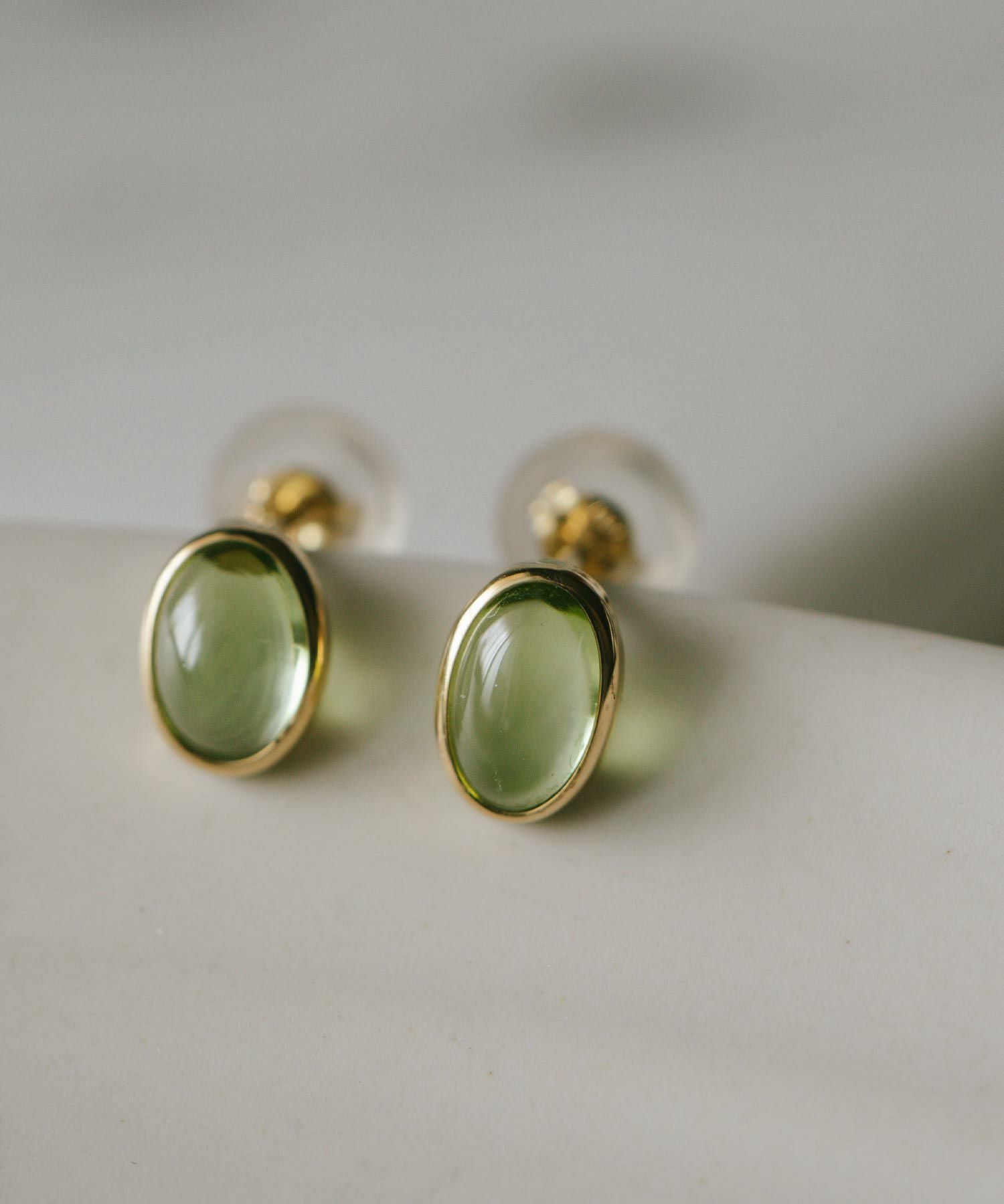 ペリドット ピアス 18金 18k 金 天然石 【enlille-oliva エンリル