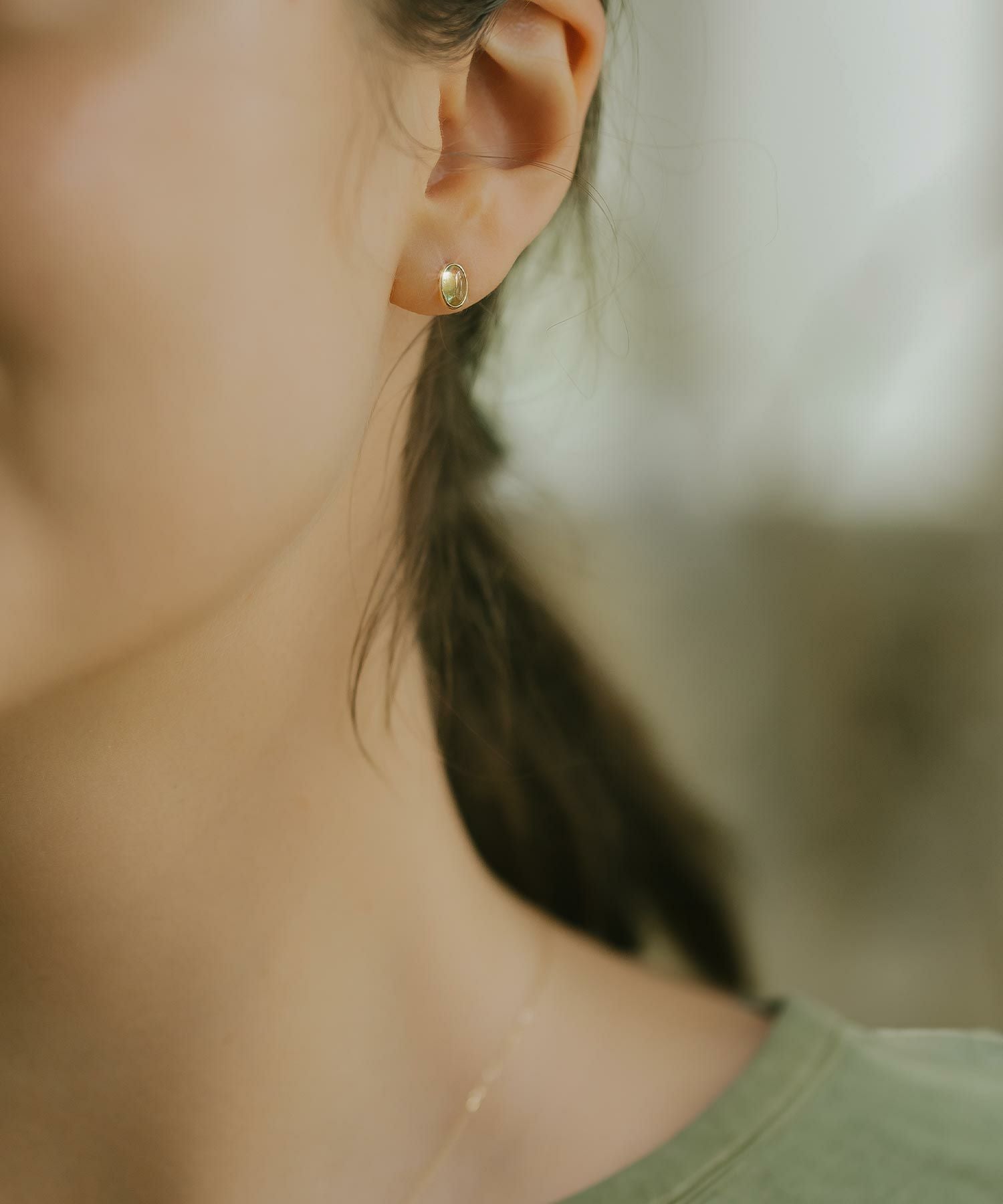 ペリドット ピアス 18金 18k 金 天然石 【enlille-oliva エンリル