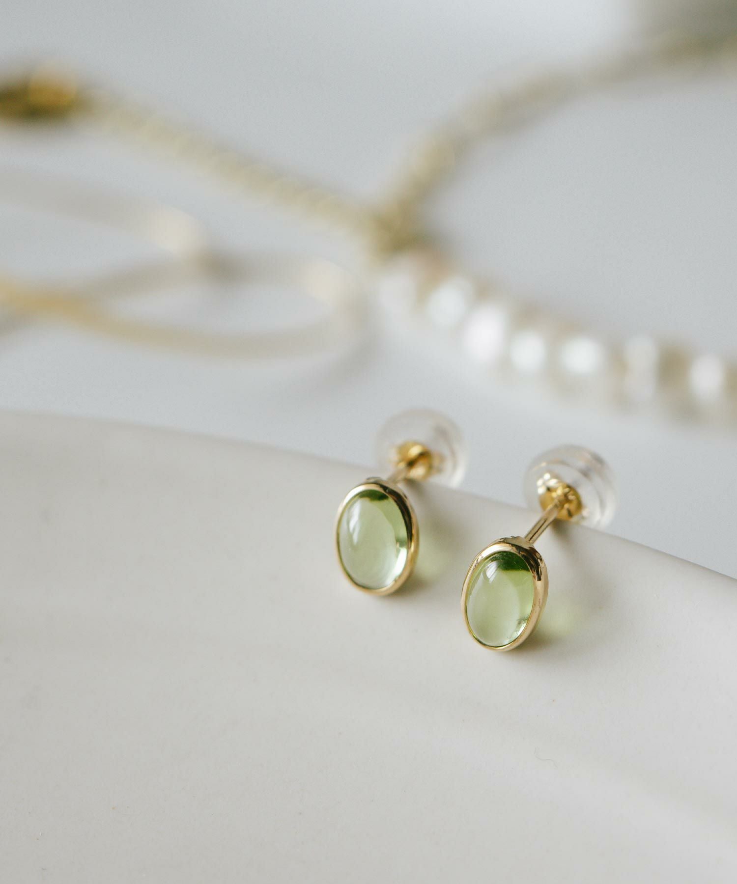 ペリドット ピアス 18金 18k 金 天然石 【enlille-oliva エンリル