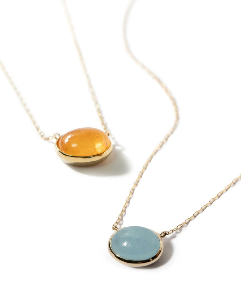 天然石ネックレスミルキーアクアマリンマンダリンガーネット【elia-treエリア・トレ】ネックレス大粒ペンダントトップ10K金属アレルギー対応楕円オーバル10金k10色ーゴールドオパールおしゃれシンプル誕生石ネックレスパワーストーンお守りオレンジ