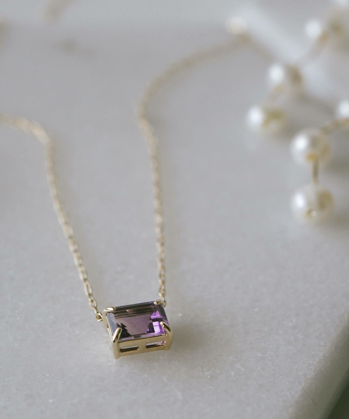 天然石 ネックレス  アメジスト ブルートパーズ イエローゴールド 【tetra-sju テトラ・フユ】 レクタングル 長方形 アメシスト ネックレス ペンダント ネックレス レディース 10K 金属アレルギー 対応 10金 k10 ゴールド おしゃれ 誕生石 ネックレス パワーストーン お守り