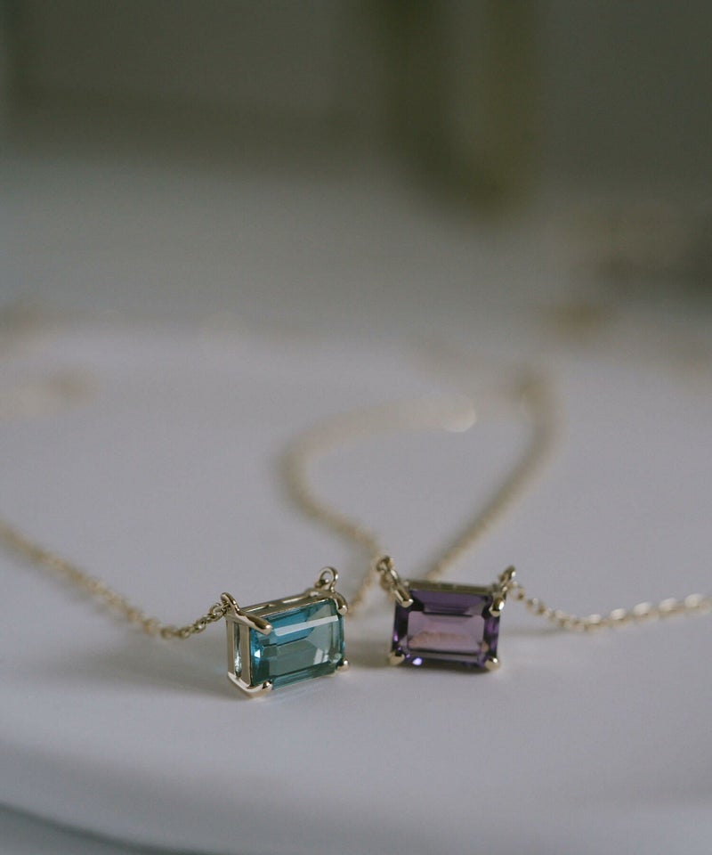 天然石 ネックレス  アメジスト ブルートパーズ イエローゴールド 【tetra-sju テトラ・フユ】 レクタングル 長方形 アメシスト ネックレス ペンダント ネックレス レディース 10K 金属アレルギー 対応 10金 k10 ゴールド おしゃれ 誕生石 ネックレス パワーストーン お守り
