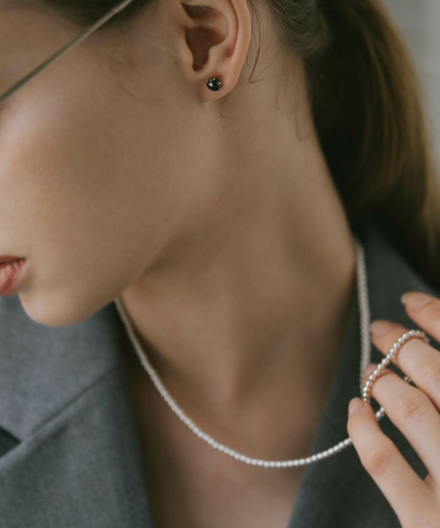 ブラックダイヤモンド ピアス プラチナ レディース メンズ 【rosa