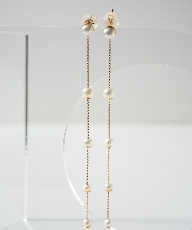 パール チェーン ピアス ぶら下がり 【perle-quint ペルル・クイント】 淡水パール 揺れる パール ピアス おしゃれ かわいい 金属アレルギー対応 10金 パールピアス K10 10K 真珠 ピアス 普段 使い 誕生日プレゼント 女性 かわいい 母親 50代 60代 70代 義母 ピアス