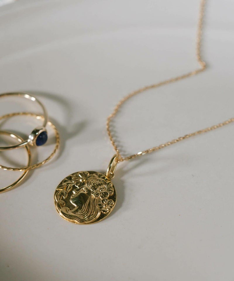 コイン ネックレス ゴールド お守り K10 10K レディース 【rafolio-flora ラフォリオ・フローラ】 コインネックレス 金貨 メダル 10金 リバーシブル ネックレス ゴールドネックレス ペンダント 丸 ラウンド 金属アレルギー対応 小豆チェーン 長さ45cm