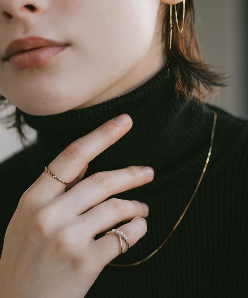 スタッズ k10 リング 指輪 10金 レディース シンプル おしゃれ アレルギー対応 【spina スピナ】 指輪 ゴールド 華奢 スタック リング 重ねづけ 地金リング 10k メンズ ブランド 50代女性プレゼント カットリング フルスタッズリング ピラミッド カット リング