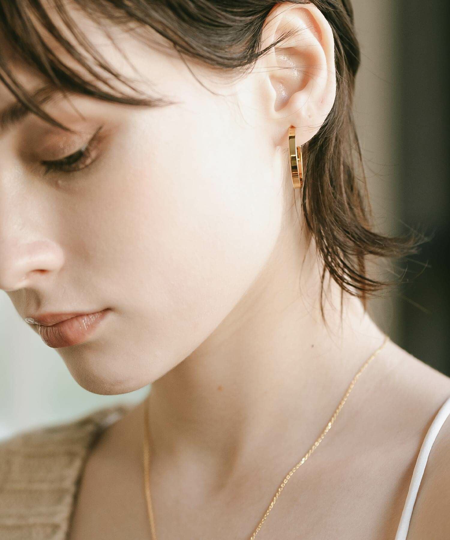 ピアス フープ 3mm 18金 仕上げ 18k 小さめ フープピアス 【lamina