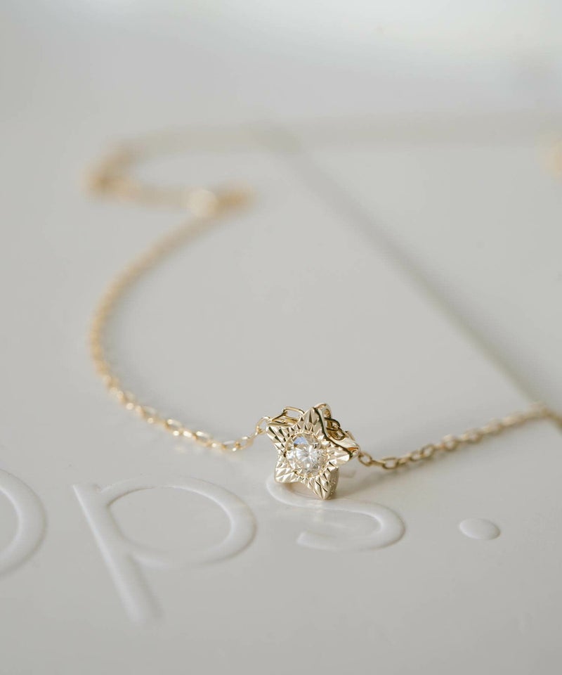 ダイヤモンド ネックレス 一粒 星 スター レディース シンプル 大人 【atria アトリア】 ダイヤ ネックレス イエローゴールド 10金 ネックレス チェーン 10k k10 ゴールド アレルギー 対応 上品 エレガント 40cm 40センチ ネックレス  華奢 緻密 細い 滑らか ダイアモンド