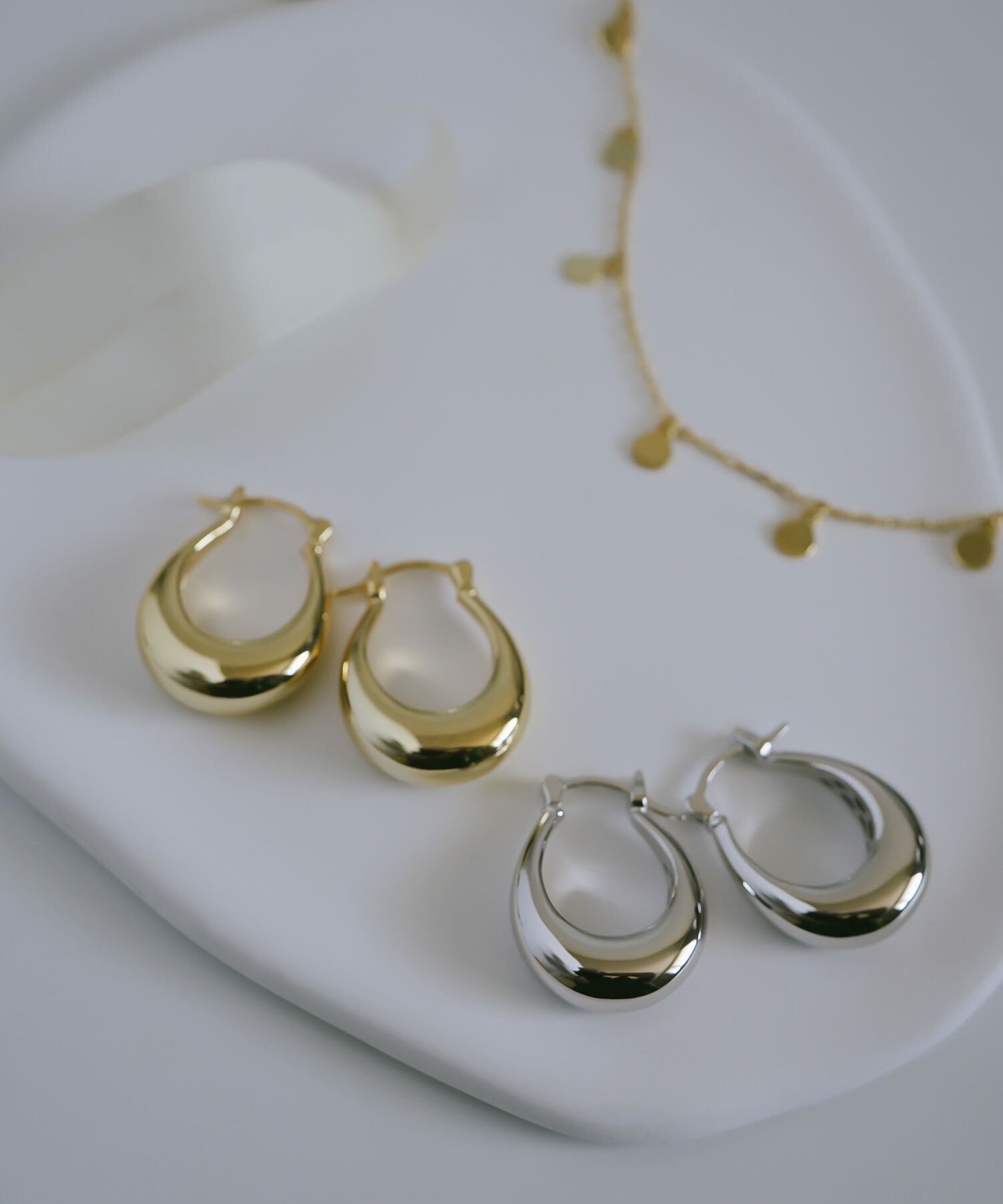 フープピアス 大きめ シルバー ピアス フープ 【Ladew-miel