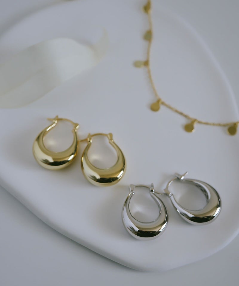 フープピアス 大きめ シルバー ピアス フープ 金属アレルギー対応 【Ladew-miel ラデューミエル】 レディース ドロップ 揺れる シルバー925 雫 大きい 大ぶり ゴールド オーバル おしゃれ 個性的 人気 シンプル カジュアル 大人 かわいい