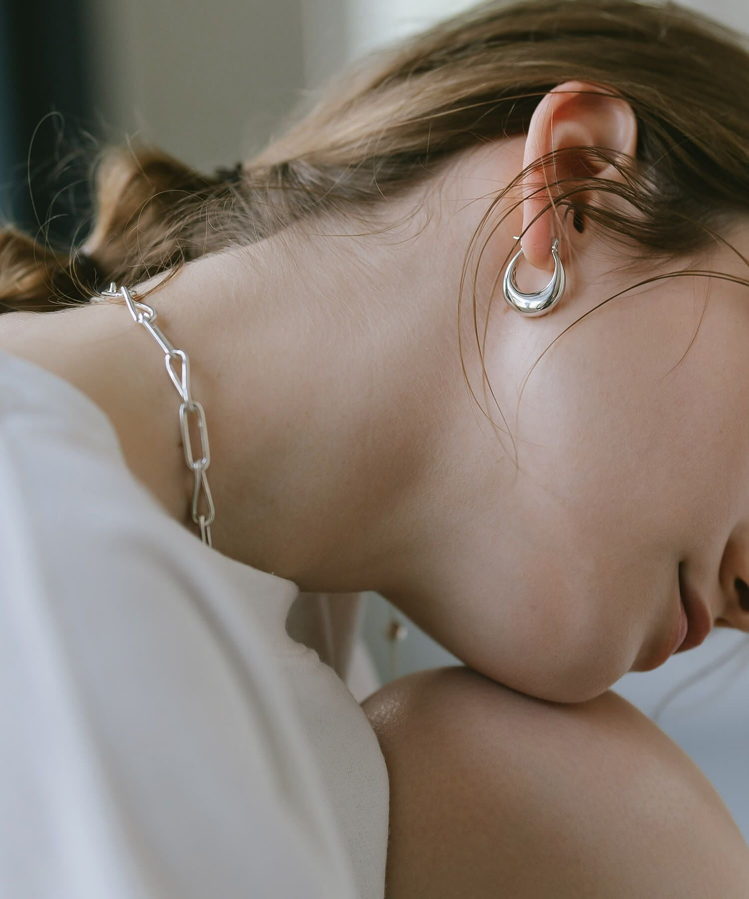 フープピアス 大きめ シルバー ピアス フープ 【Ladew-miel