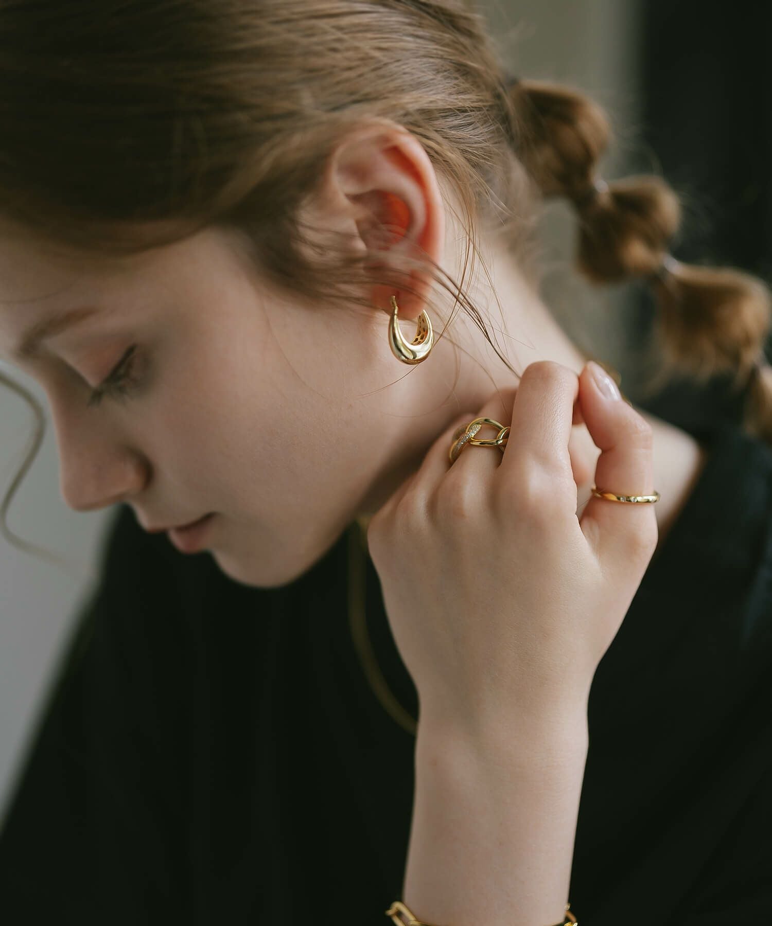 フープピアス 大きめ シルバー ピアス フープ 【Ladew-miel