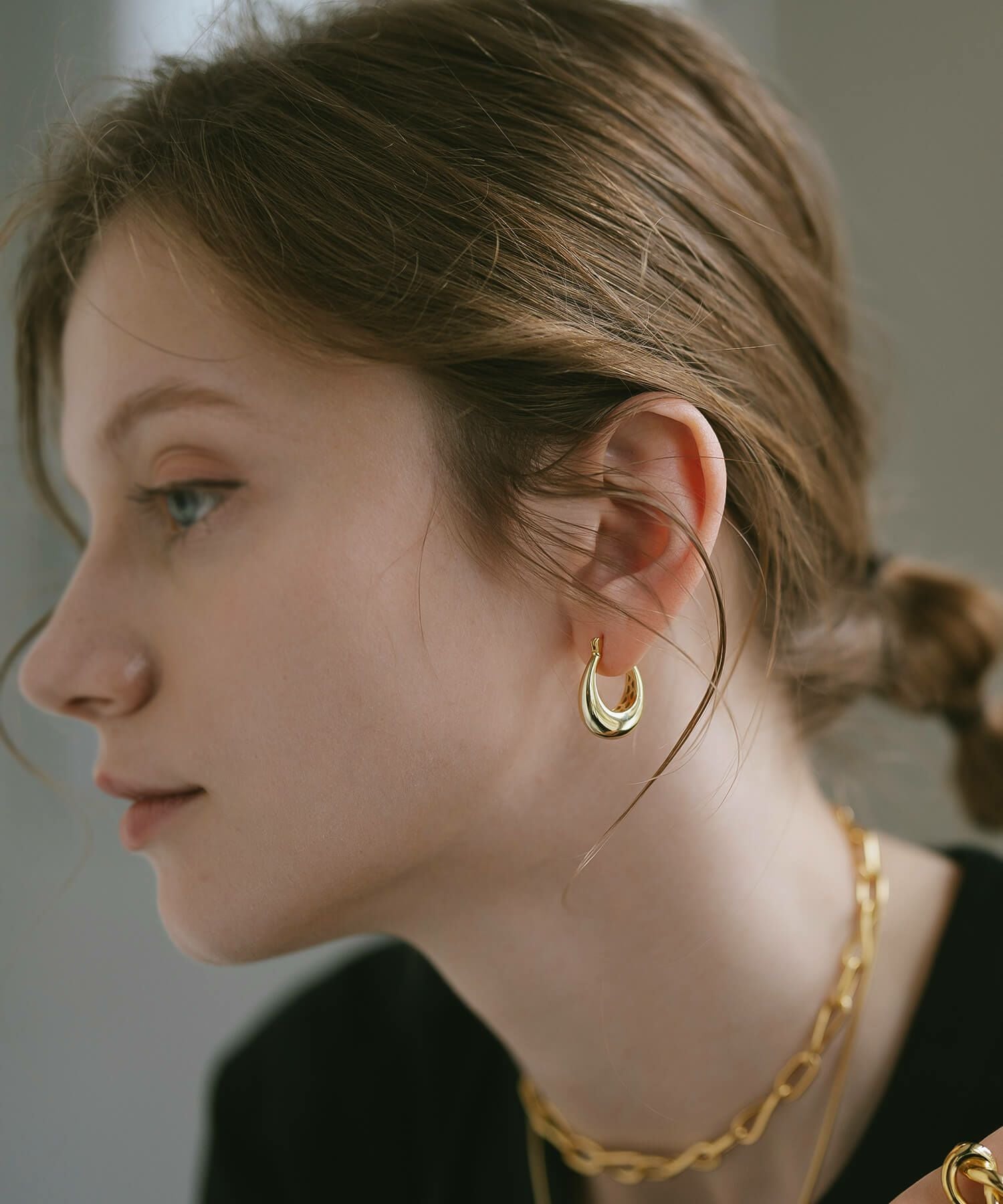 フープピアス 大きめ シルバー ピアス フープ 【Ladew-miel