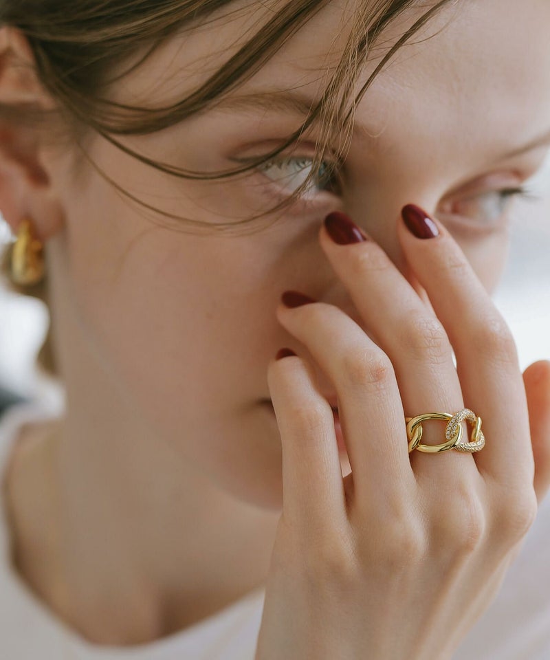 チェーンリング 指輪 レディース シンプル 大ぶり 太め