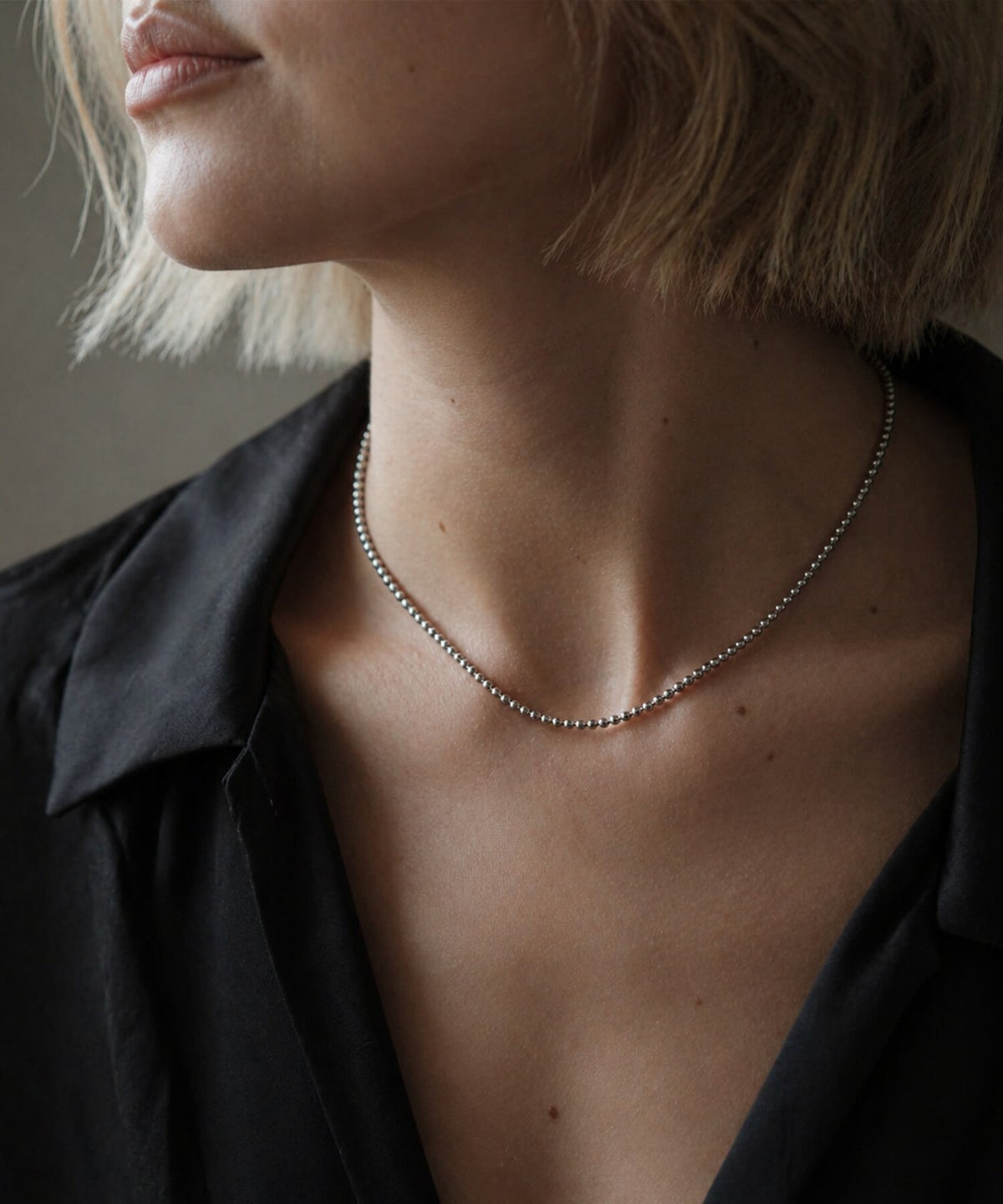 33cm シルバー925 チョーカー ネックレス 金属アレルギー 対応 【palmyla-choker パルミラ・チョーカー】 小ぶり ボールチェーン 3mm レディース シンプル 丸玉 ボール silver925 長さ33cm + 5cm ネックレス チェーン 玉 おしゃれ 大人 可愛い ギフト