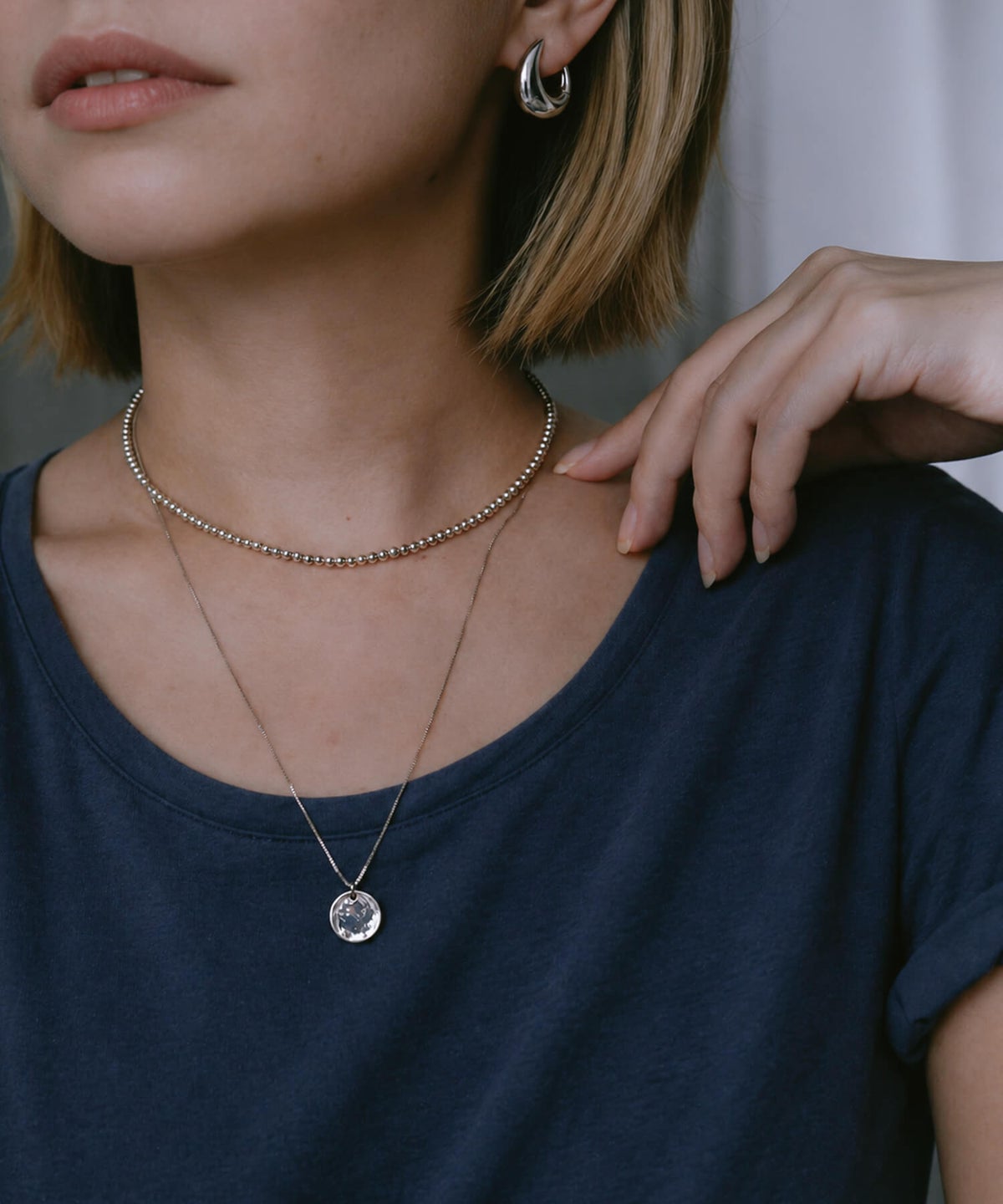 33cm シルバー925 チョーカー ネックレス 金属アレルギー 対応 【palmyla-choker パルミラ・チョーカー】 小ぶり ボールチェーン 3mm レディース シンプル 丸玉 ボール silver925 長さ33cm + 5cm ネックレス チェーン 玉 おしゃれ 大人 可愛い ギフト