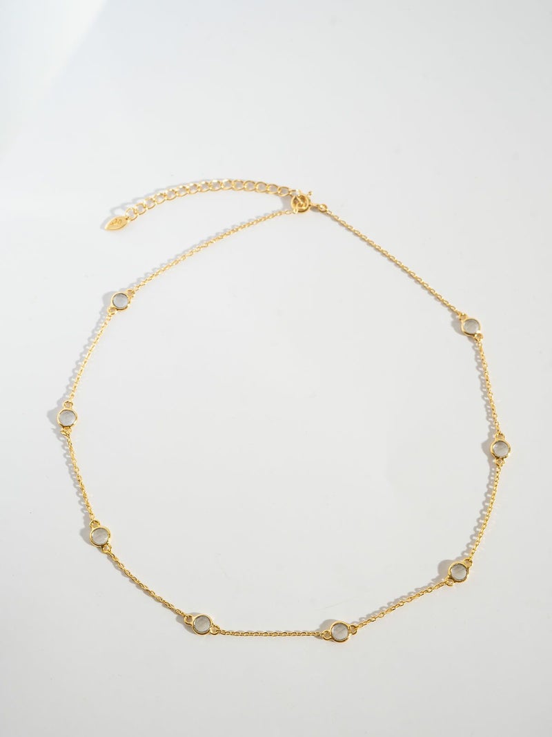 ネックレス レディース 天然石 シンプル 【quinelle クィネル】 チョーカー ホワイトクォーツ クリスタル ゴールド シルバー925 大人 カジュアル 金属アレルギー ジュエリー ネックレス チェーン シルバー かわいい おしゃれ