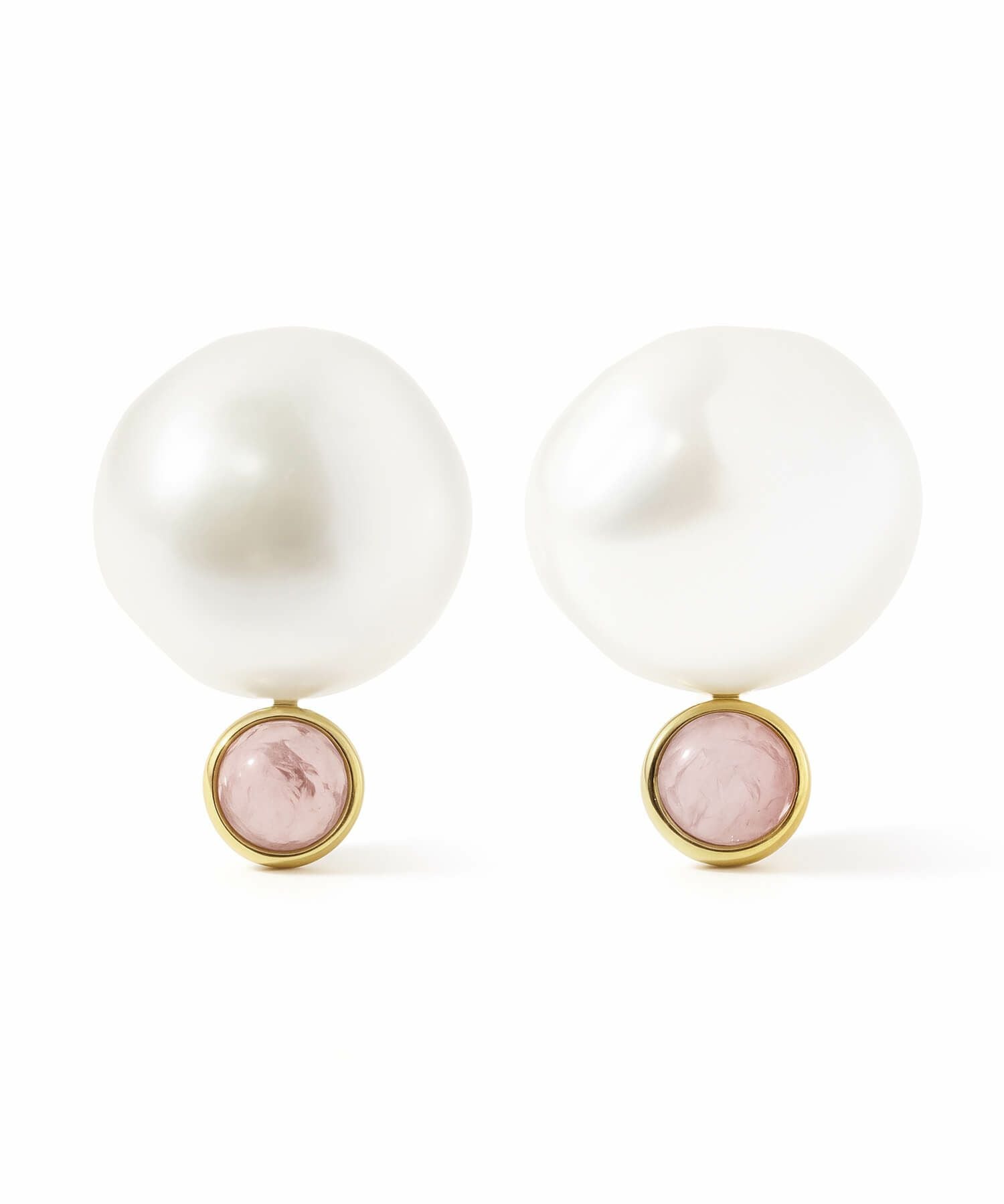 ピンクトルマリン 10金 ピアス パール 天然石 【perle-stilla ペルル