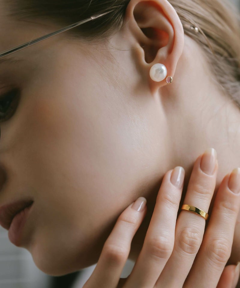 ピンクトルマリン 10金 ピアス パール 天然石 【perle-stilla ペルル・スティラ】K10 10K 真珠 トルマリン かわいい 10月 誕生石 金属アレルギー対応 ゴールド イエローゴールド ピアス 大ぶり 大きめ 大きい シンプル エレガント お守り パワーストーン アクセサリー