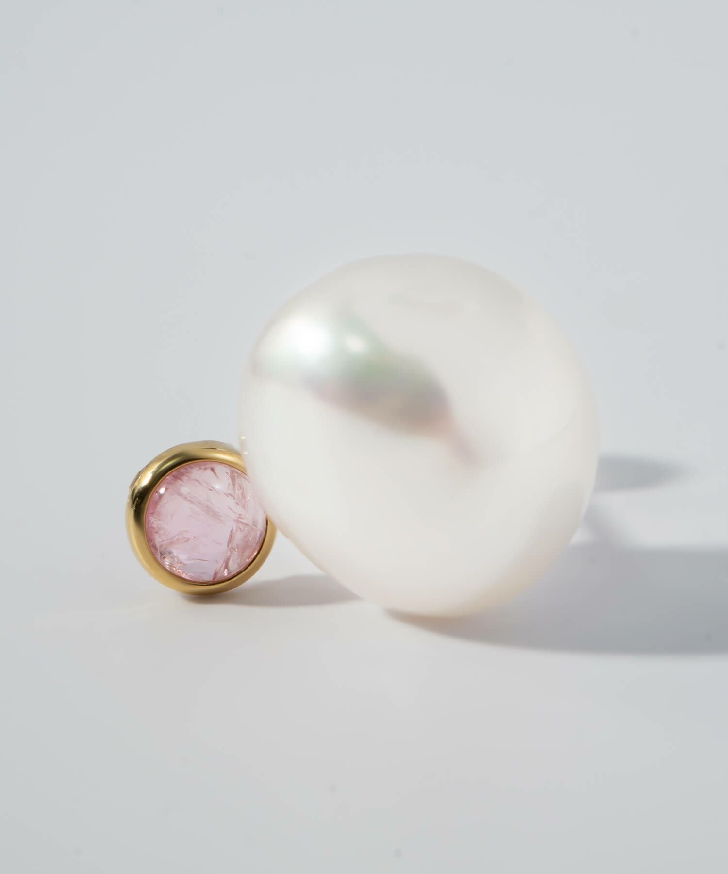ピンクトルマリン 10金 ピアス パール 天然石 【perle-stilla ペルル