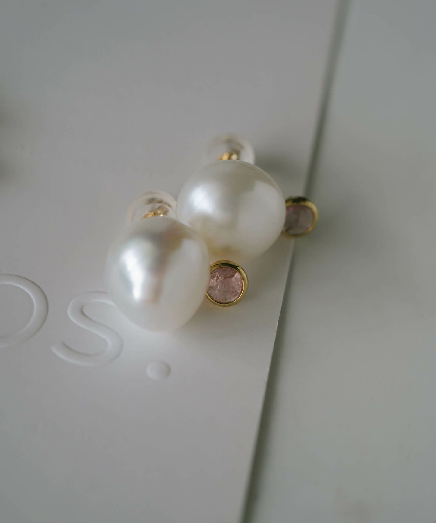 ピンクトルマリン 10金 ピアス パール 天然石 【perle-stilla ペルル