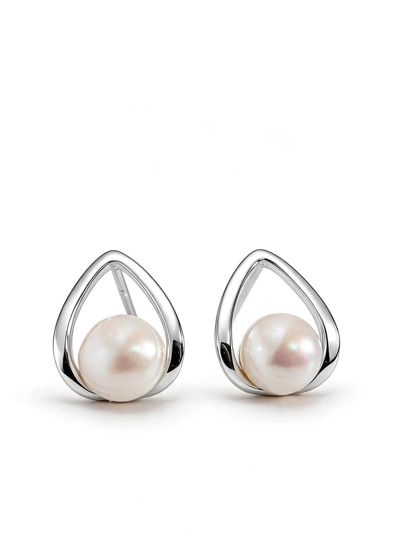 パール ピアス 一粒 ドロップ ぶら下がり シルバー925 金属アレルギー対応 フープ 【arne アルネ】 ドロップピアス 18k 仕上げ ピアス 真珠 普段 使い シルバー ゴールド ニッケルフリー シンプル ギフト プレゼント 女性 誕生日 クリスマス バレンタイン