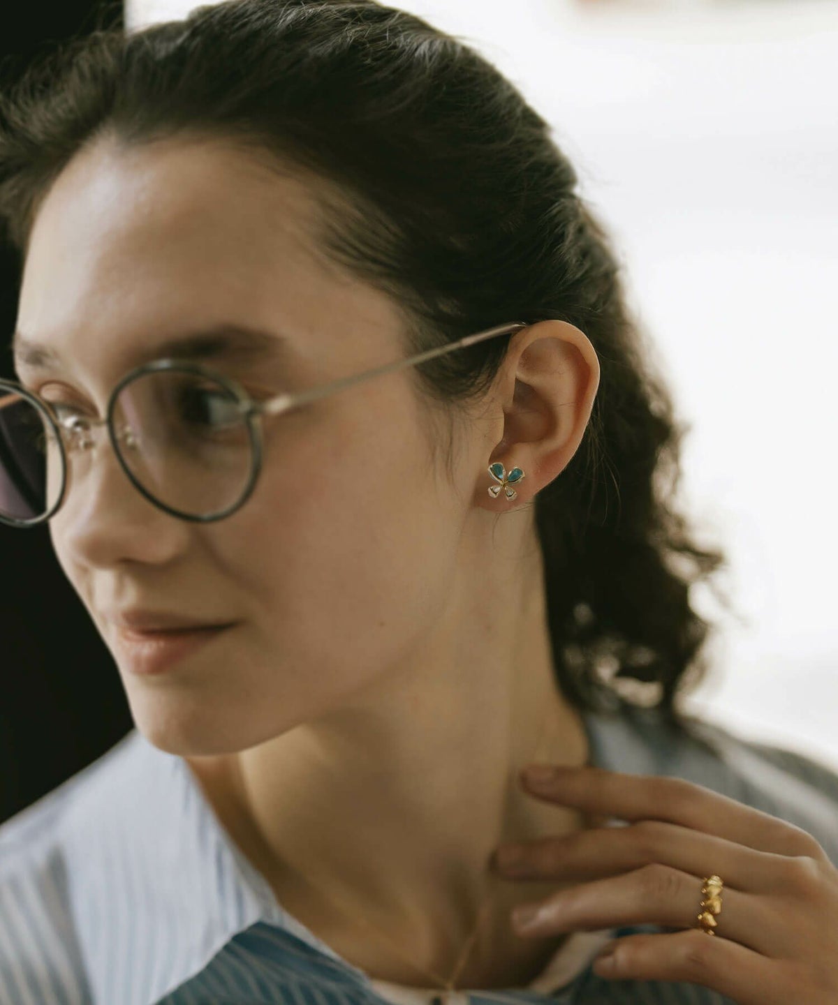 蝶 ピアス 10K 金属アレルギー 対応 【terra-papillon テラ・パピロン】 蝶々 バタフライ かわいい ピアス 10金 k10 色ーゴールド オパール 小さめ ピアス 小ぶり 大人 おしゃれ ピアス シンプル 小さい 誕生石 エレガント 石 パワーストーン お守り 繊細