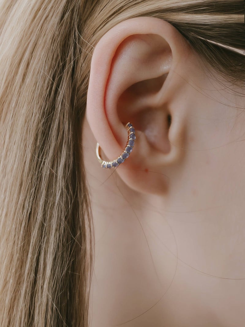 イヤーカフ シンプル レディース イヤカフ K10 天然石 【flone フローネ】 10K 10金 ゴールド イヤリング 金属アレルギー対応 片耳用 フォーマル おしゃれ 卒業式 卒園式 入学式 アクセサリー イヤリング タンザナイト ピンクロードクロサイト