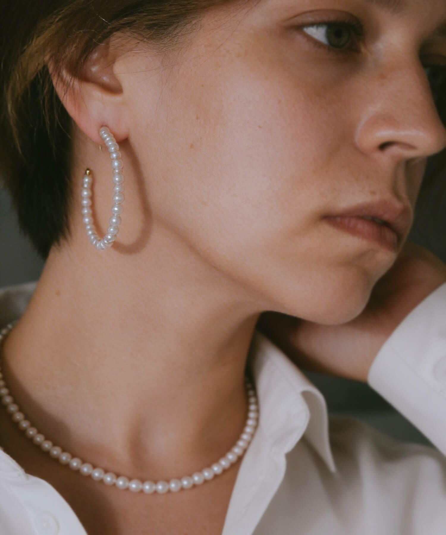 パール ピアス フープ 大ぶり シルバー925 金属アレルギー対応 【mune