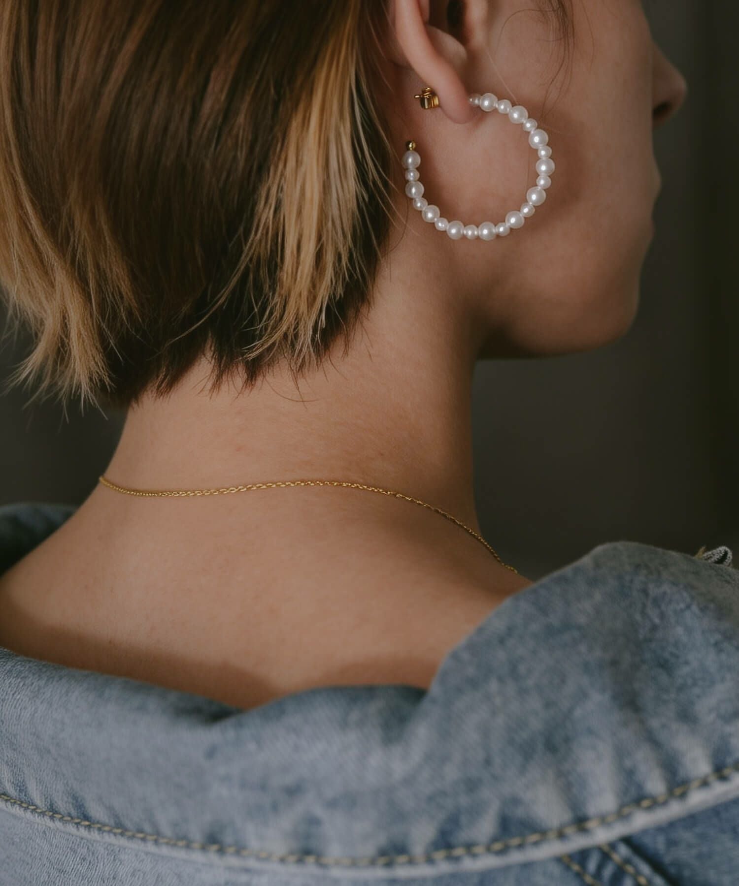 パール ピアス フープ 大ぶり シルバー925 金属アレルギー対応 【mune