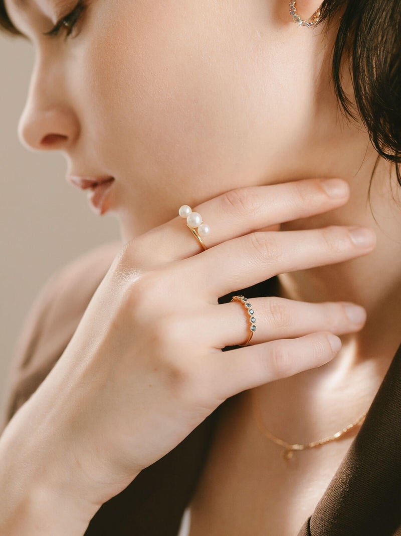 リング K10 カラーストーン 地金 極細 指輪 レディース つけっぱなし 天然石【palve-azur パルヴェ・アズール】 ブルー トパーズ  リング 金属アレルギー対応 華奢 きれいめ エレガント アクセサリー ジュエリー 彼女 妻 誕生日 プレゼント 記念日