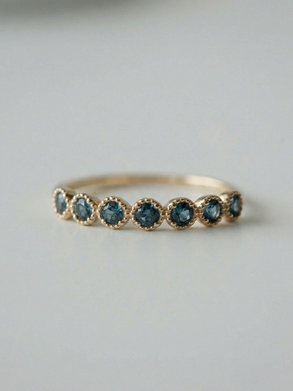 リング K10 カラーストーン 地金 極細 指輪 レディース つけっぱなし 天然石【palve-azur パルヴェ・アズール】 ブルー トパーズ  リング 金属アレルギー対応 華奢 きれいめ エレガント アクセサリー ジュエリー 彼女 妻 誕生日 プレゼント 記念日