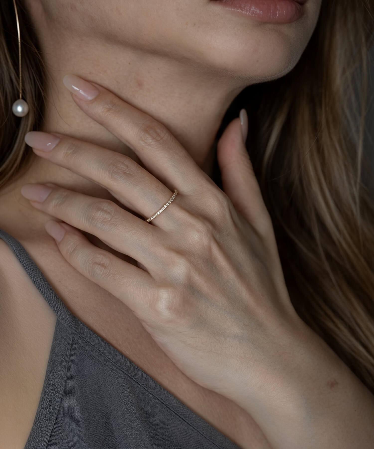 K18 ダイヤモンド エタニティリング 華奢 つけっぱなし 【ETELNIA RING