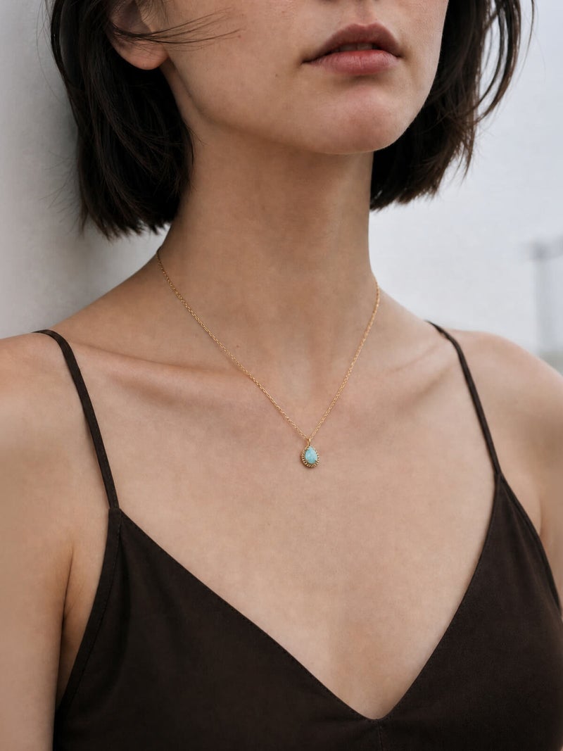K10 ラリマー しずく カボション ネックレス 着用 【granela グラネラ】