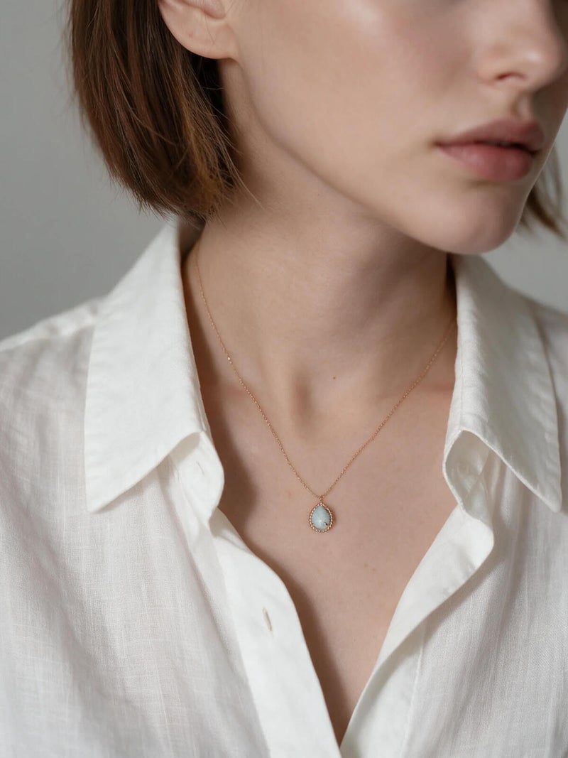 K10 ラリマー しずく カボション ネックレス 着用 ニット 【granela グラネラ】